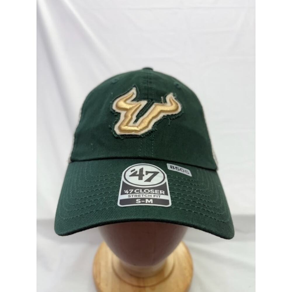 NWOT 47 Brand Trucker Hat USF Bulls Logo Stretch Fit Cap Green Khaki Unisex S/M - Picture 3 of 8